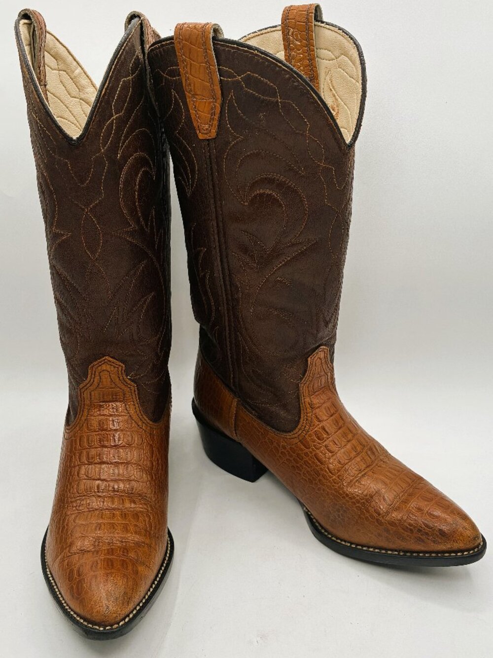 Vintage ACME 2334 Western Cowboy Boots Brown Leather Balance Youth Sz 3.5 D, VGC